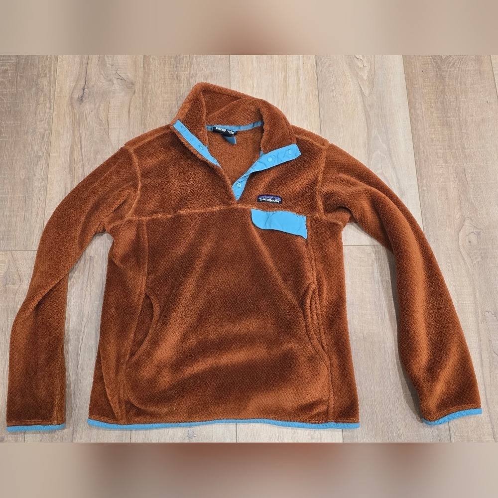 Patagonia Orange Fleece with Blue Trim